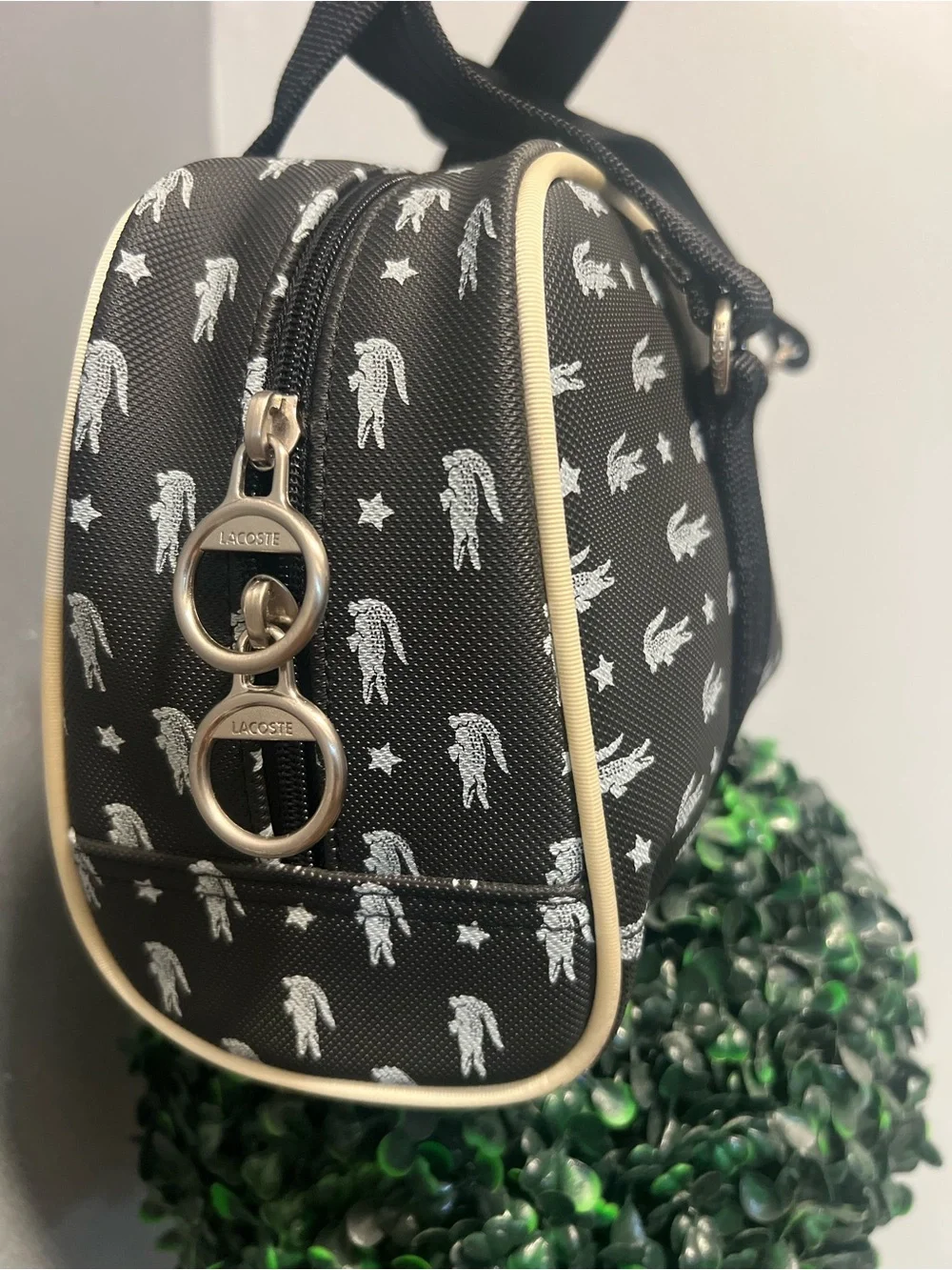 Not for sale Lacoste Black Toiletry Barrel Bag with White Logo Print - Picture 11 of 11